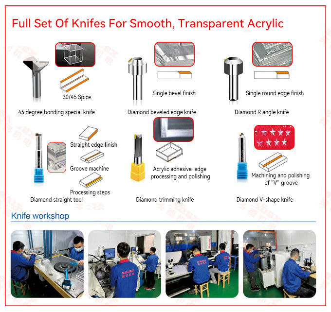 อุปกรณ์ตัด CNC Milling ทักษะจริง อุปกรณ์ตัดอุตสาหกรรม Acrylic CNC Chamfer อุปกรณ์สําหรับการตัดความเร็วสูง Acrylic