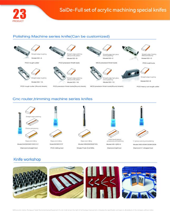 อุปกรณ์ตัด CNC Milling ทักษะจริง อุปกรณ์ตัดอุตสาหกรรม Acrylic CNC Chamfer อุปกรณ์สําหรับการตัดความเร็วสูง Acrylic